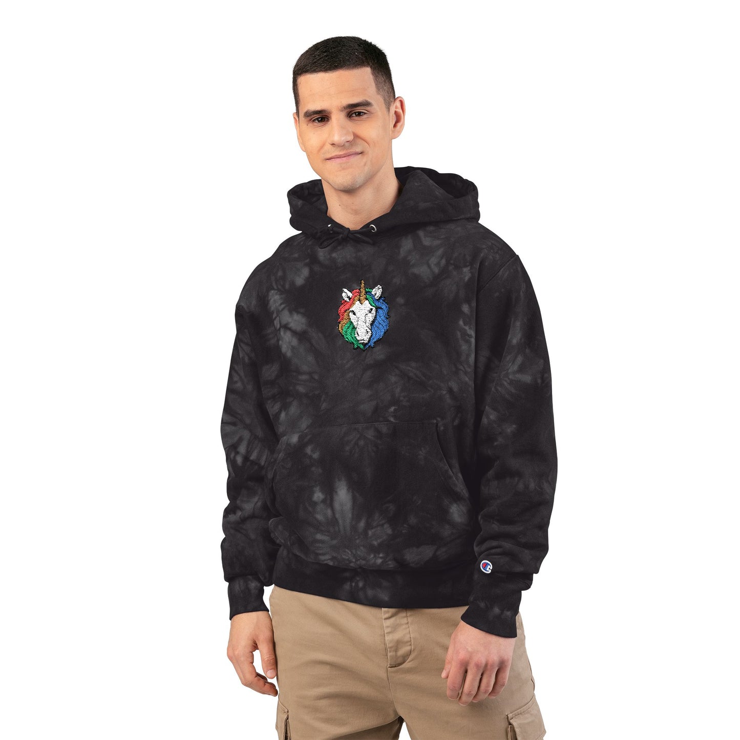 Rainbow Riders Unicorn Embroidered Champion Tie-Dye Hoodie — Unisex Streetwear