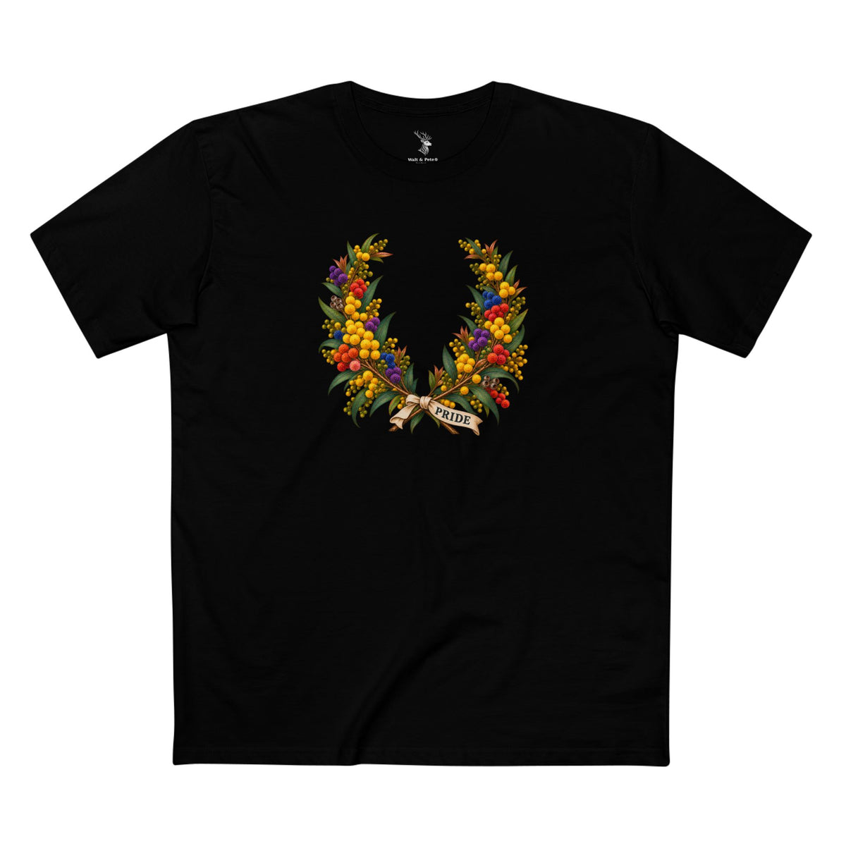 Australian Golden Wattle Pride T-Shirt | LGBTQ Laurel Wreath Tee