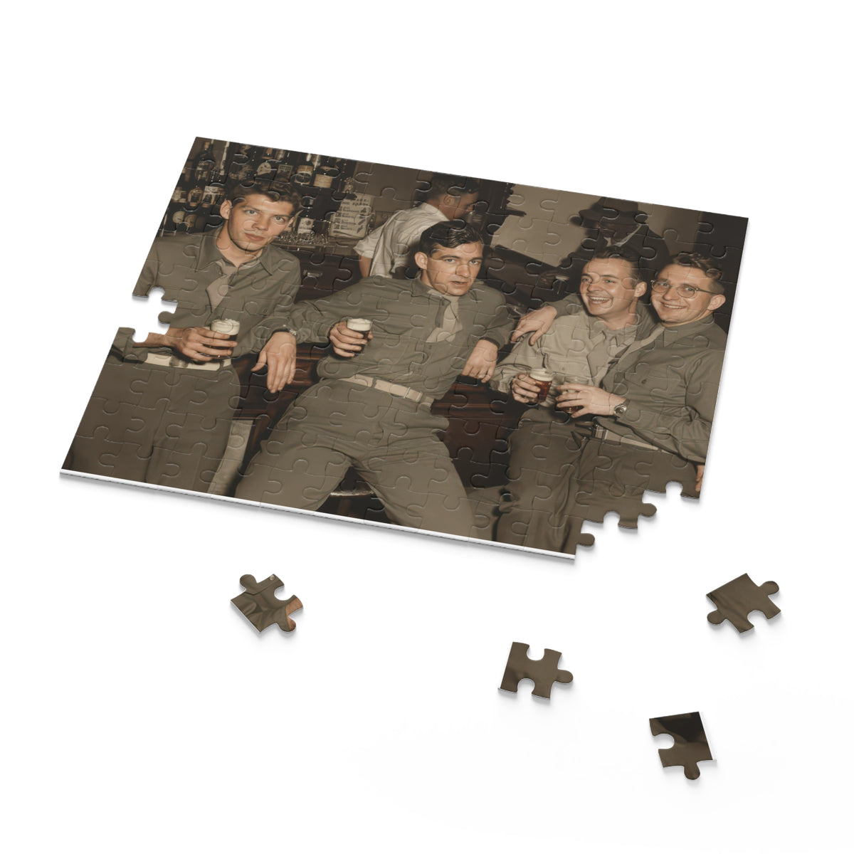 Four Men at the Bar Vintage Photo Jigsaw Puzzle | LGBTQ+ Heritage | hommes 030