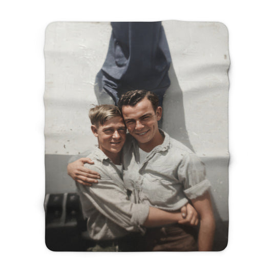 Cozy fleece sherpa throw featuring historical companionship photography 