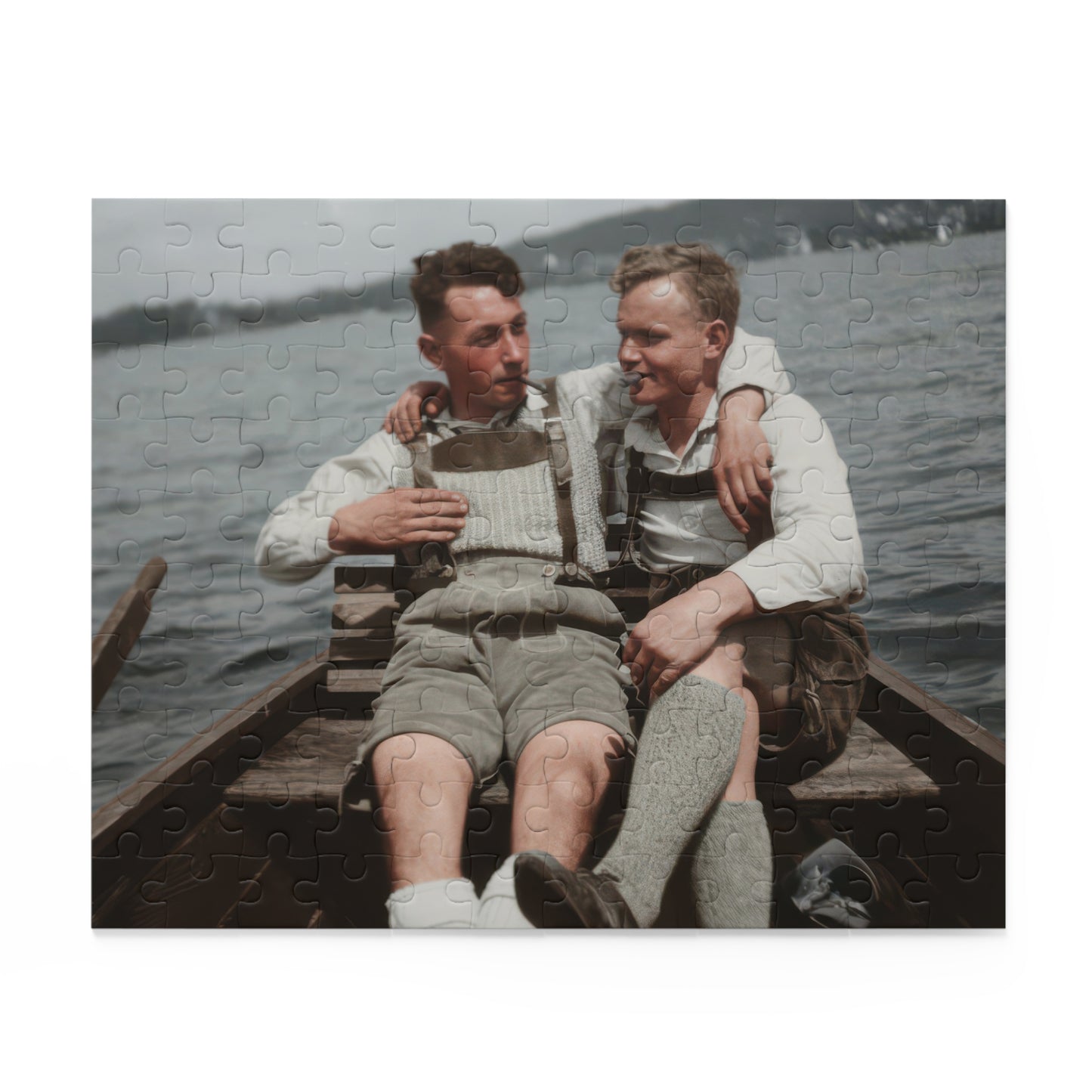 Lakeside Rowboat Companions | Restored Historical Jigsaw Puzzle | paire 116