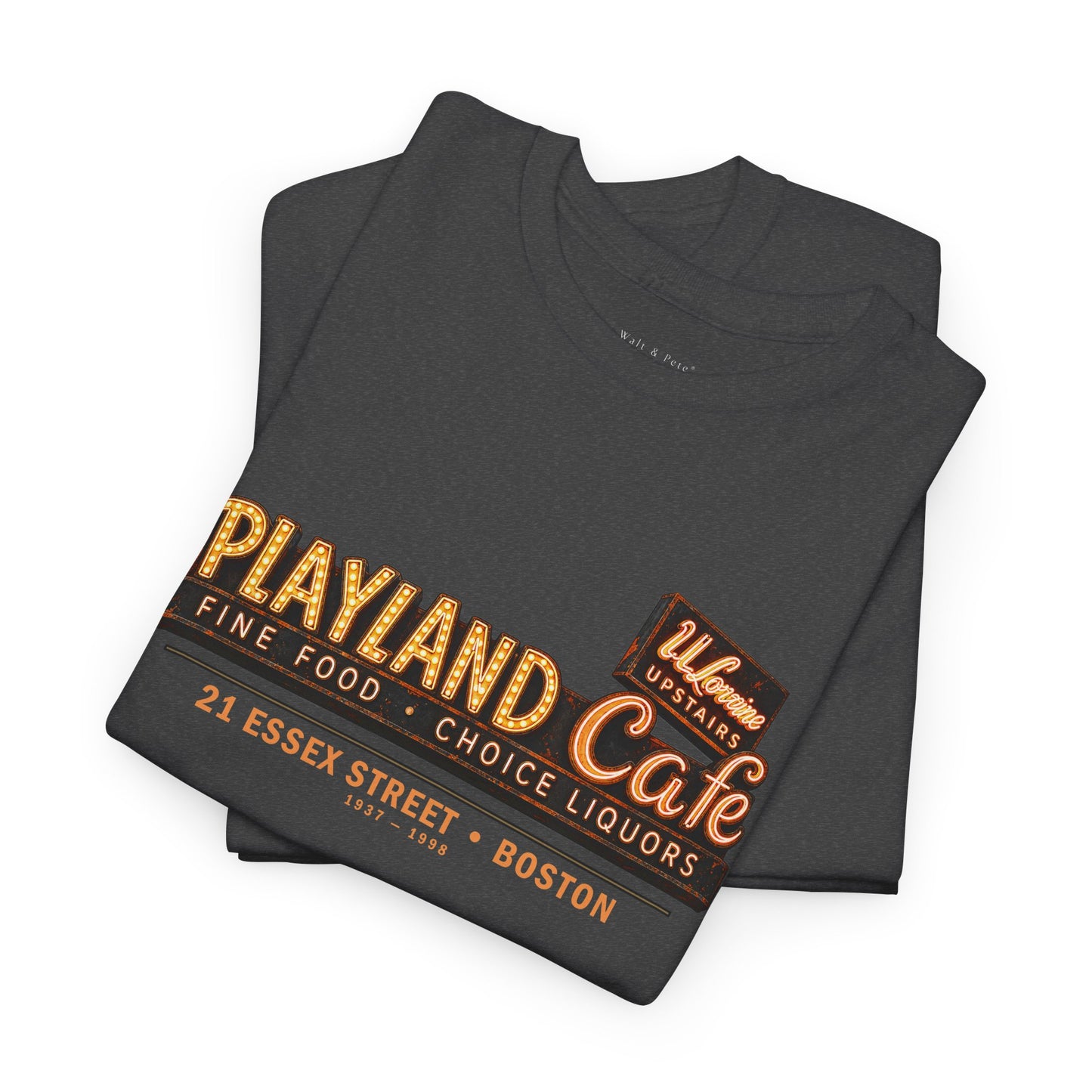 Playland Cafe Boston vintage neon sign LGBTQ t-shirt design 