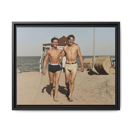 Early 20th century coastal scene historical photo framed canvas 