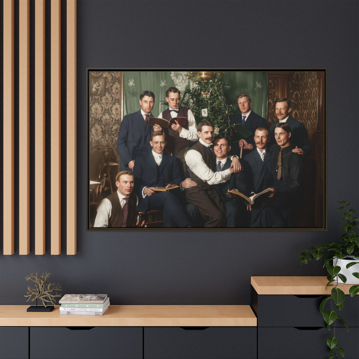 hommes 001 | Framed Vintage Photo - Matte Canvas