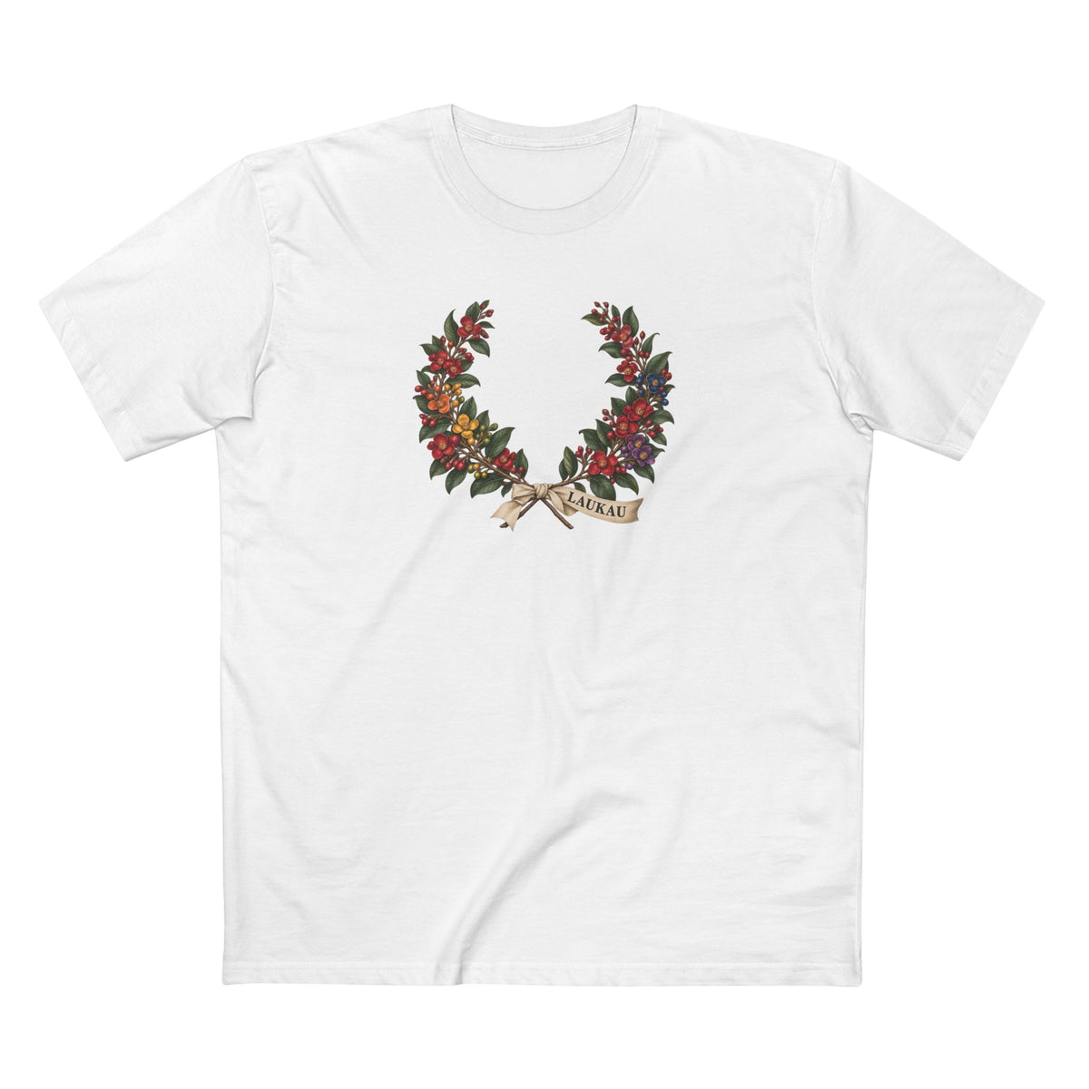 Tongan Heilala Laukau Pride T-Shirt | Botanical Laurel Wreath Tee