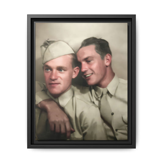 early twentieth century photobooth portrait of two uniformed men