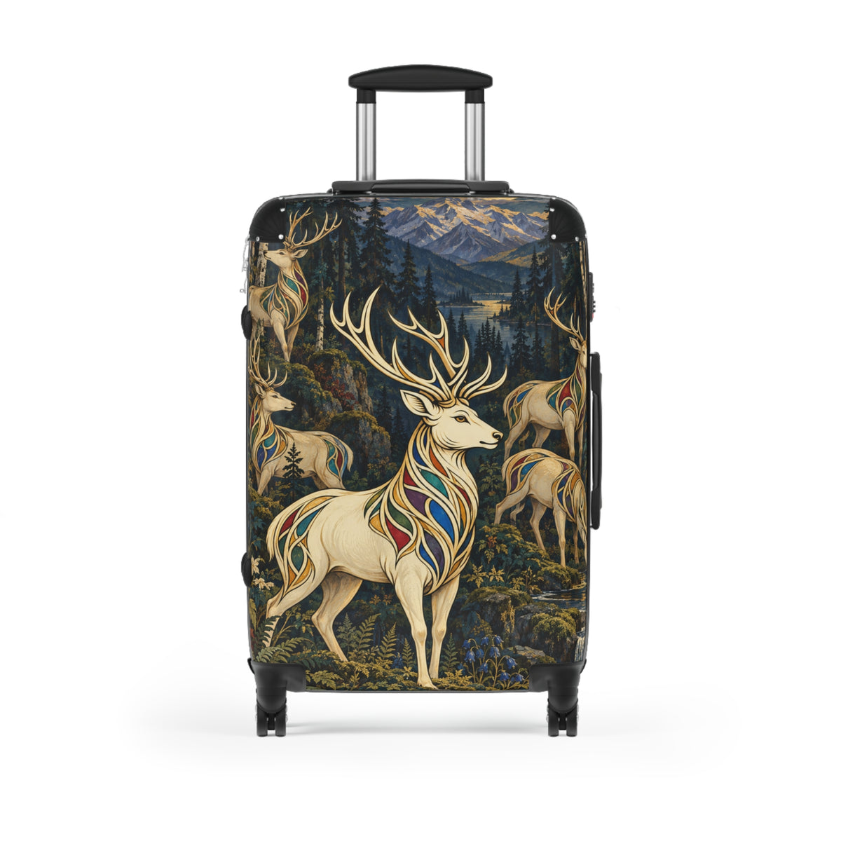 Deer Forest Carry-On Suitcase – Stained Glass Stag Travel Luggage