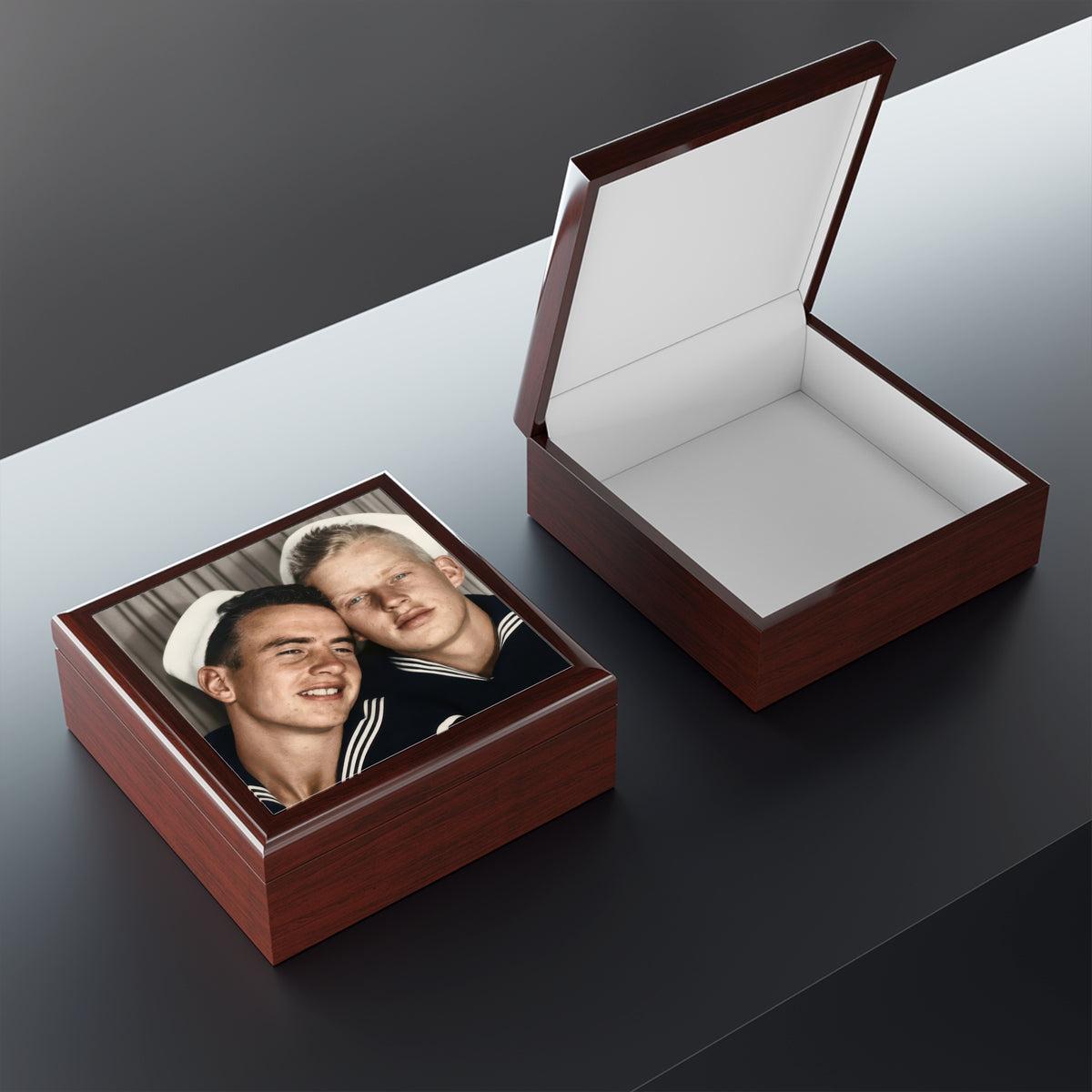 Paire 158 | Vintage Photobooth Series | Two Sailors, Heads Together  Keepsake Box