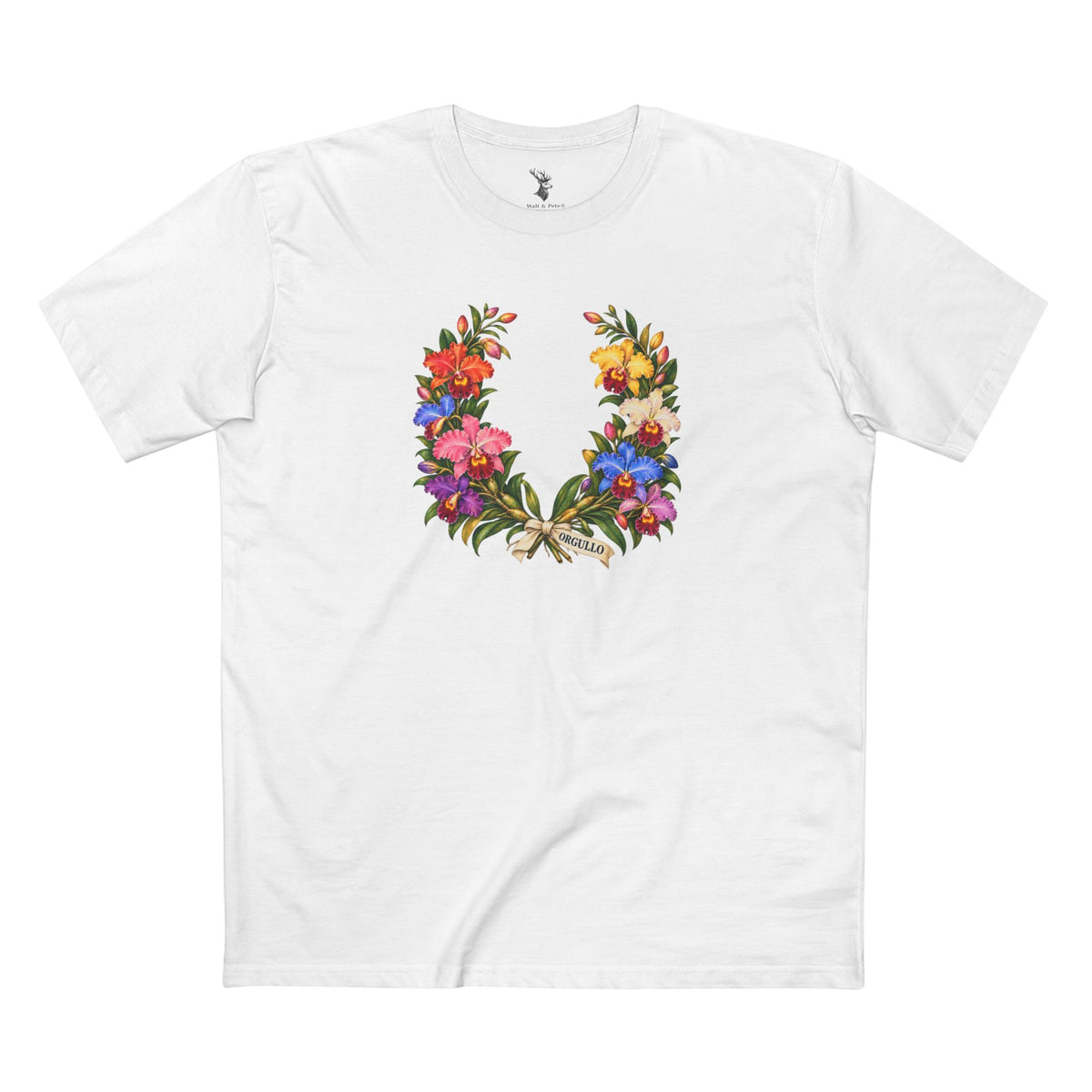 Orgullo Colombian Cattleya Orchid Pride T-Shirt | LGBTQ Luarel Wreath Tee