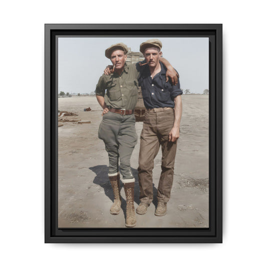 Vintage double portrait of two men in work clothing early twentieth century photograph