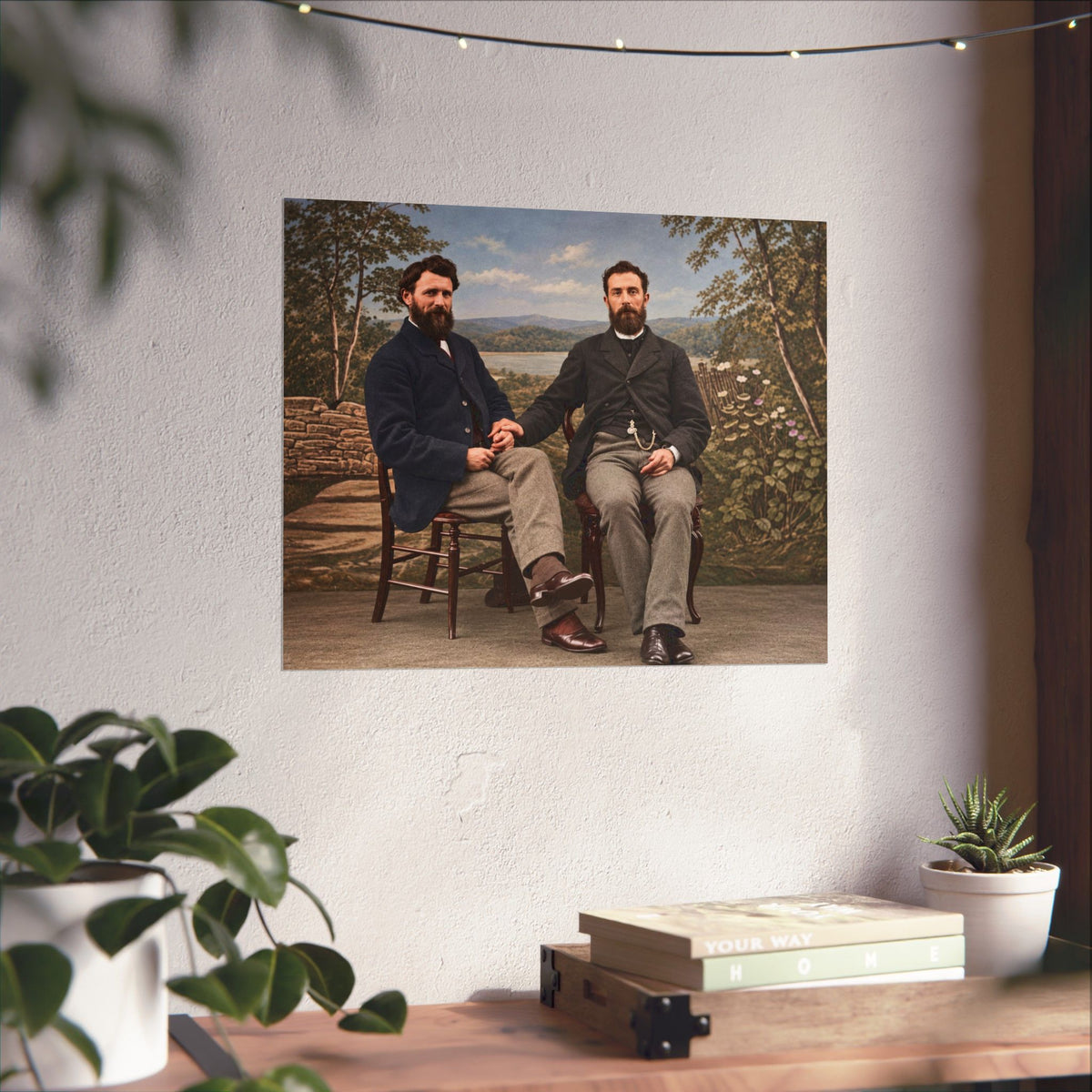 Paire 110 | Two Bearded Victorian Men Holding Hands | Vintage Photography Poster