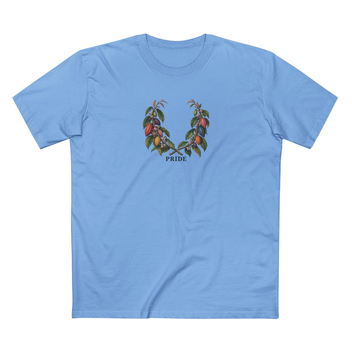 Ghanaian Cocoa Pride T-Shirt — LGBTQ+ Botanical Laurel Wreath