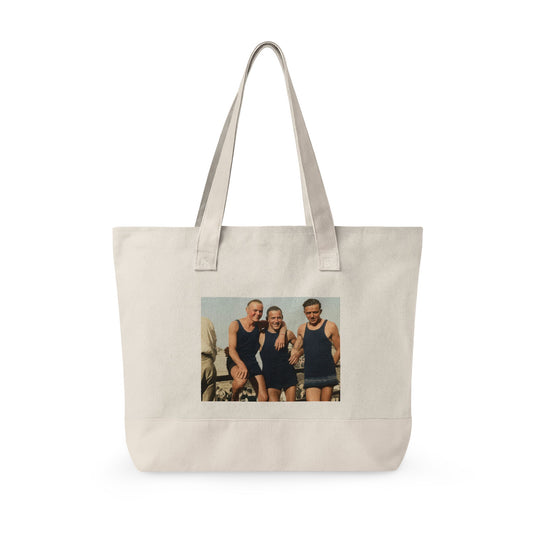 Restored vintage beach swim trio tote bag 