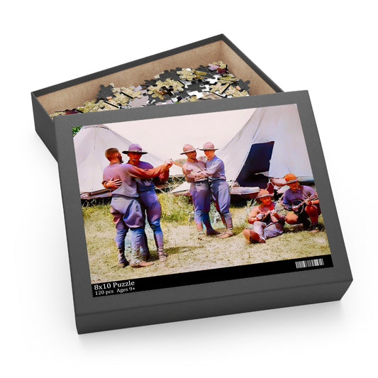 hommes 006 | Jigsaw Puzzle (120, 252, 500-Piece) Vintage Army Camp Gay Dancing Dad Military Uncle Gift