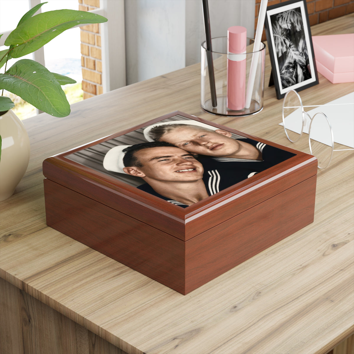 Paire 158 | Vintage Photobooth Series | Two Sailors, Heads Together  Keepsake Box