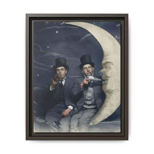 early twentieth century moon scene novelty photograph framed canvas