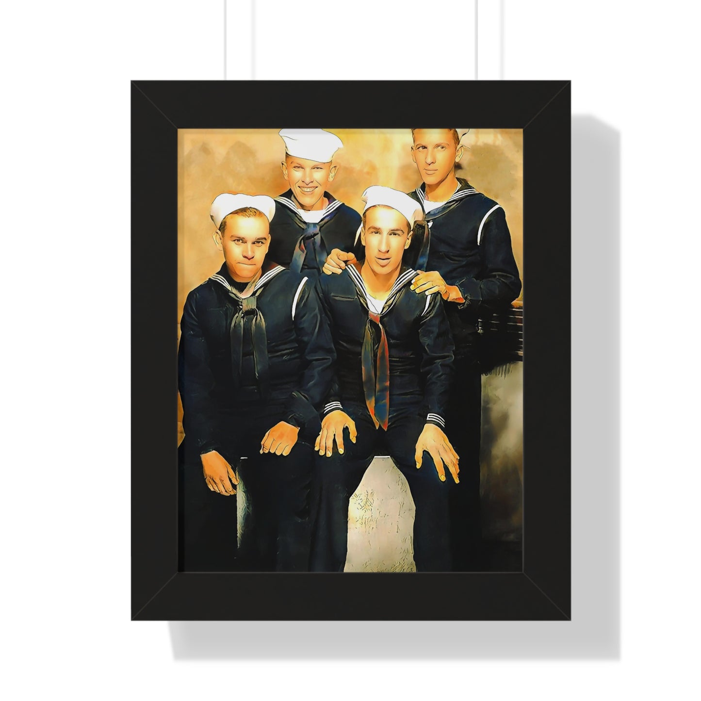 hommes 011 | Framed Poster Vintage Navy Photo WWI Men Affectionate Men Gay Queer LGBTQ Pride Gift