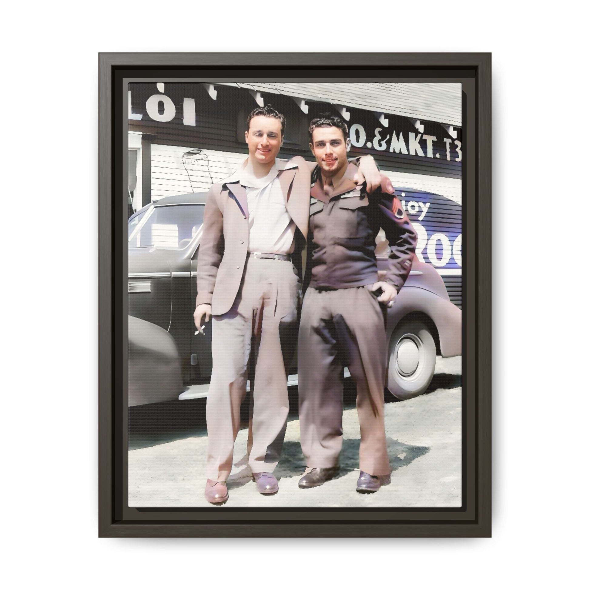 Donald & Philip - 1940s Vintage Gay Couple Photo | Restored Framed Canvas Art | Eugene Oregon History Eugene Oregon