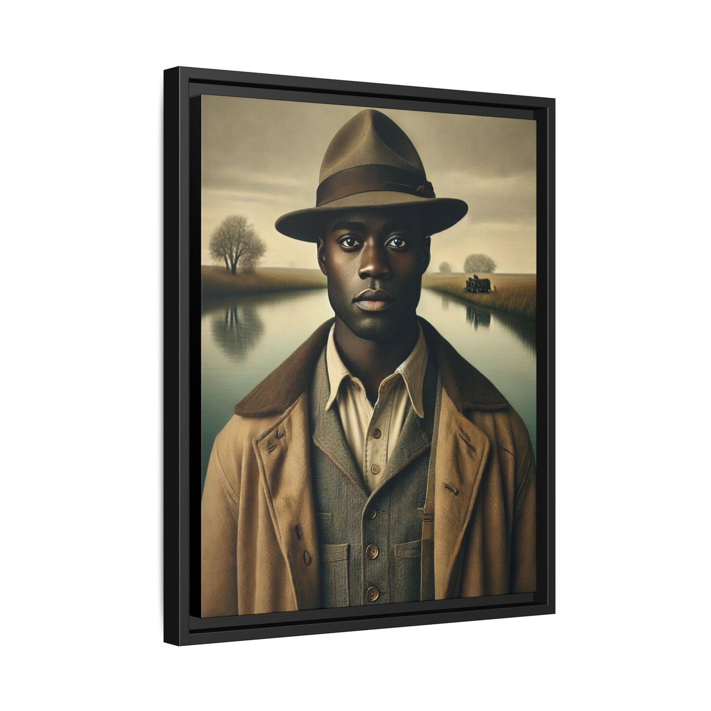 Timeless dignity, resilience, and nature in Grant Wood-inspired African American art.