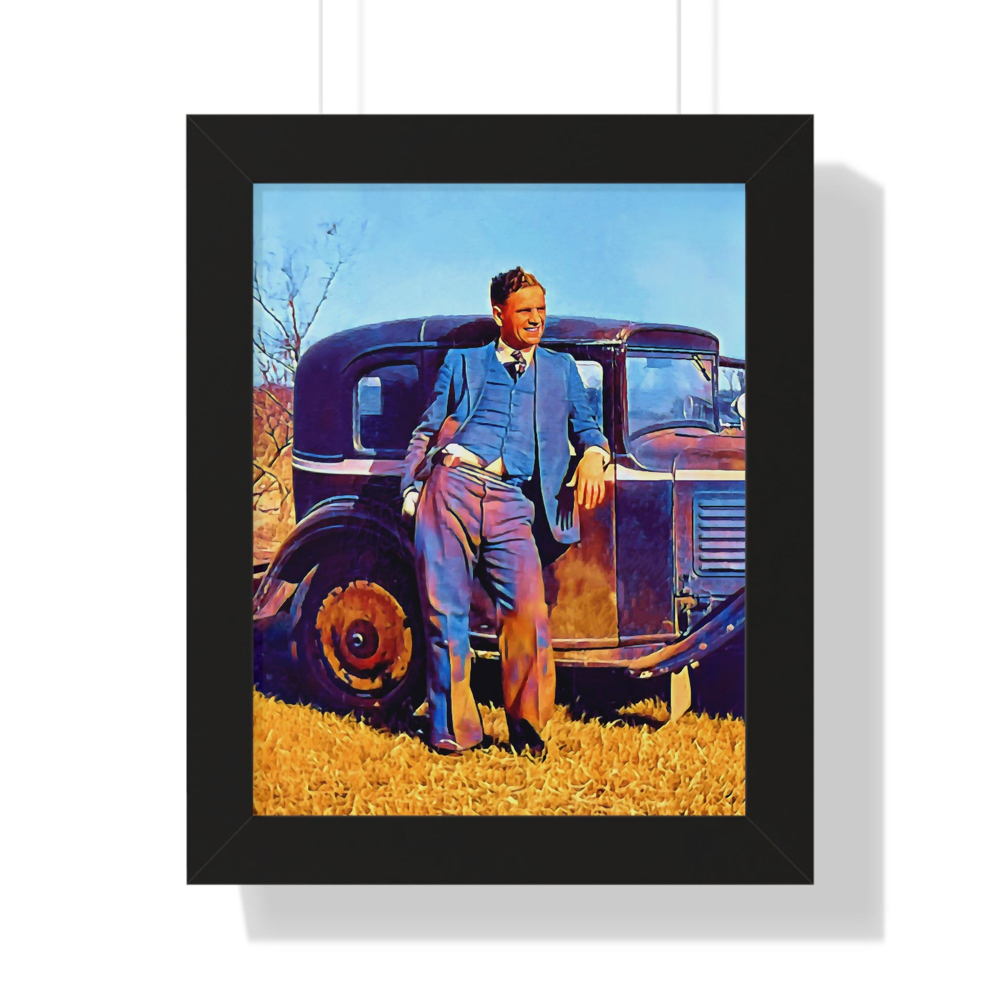 celibataire 007 | Framed Poster Gay Uncle Gift Dad Queer Vintage Car Suit LGBTQ Boyfriend