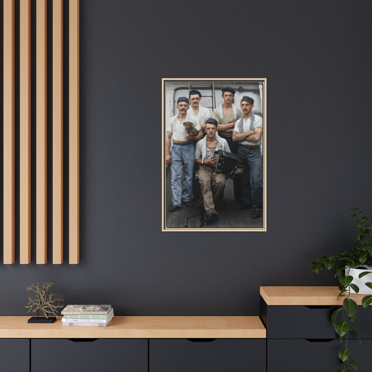 hommes 002 | Framed Vintage Photo - Matte Canvas