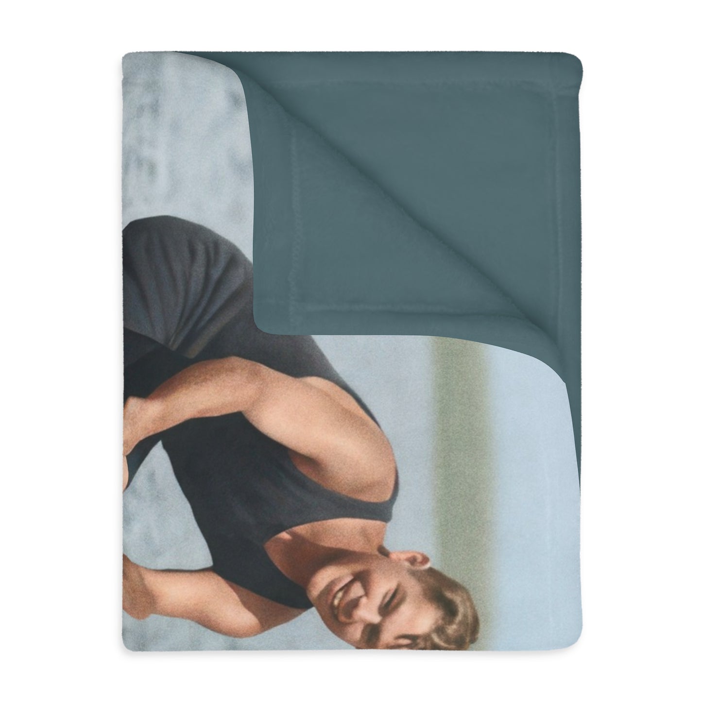 xHeirloom Sherpa Blanket – Early Aquaplaning Figure on Open Water, Restored Historical Image, Premium Fleece Throw (50x60, 60x80)
