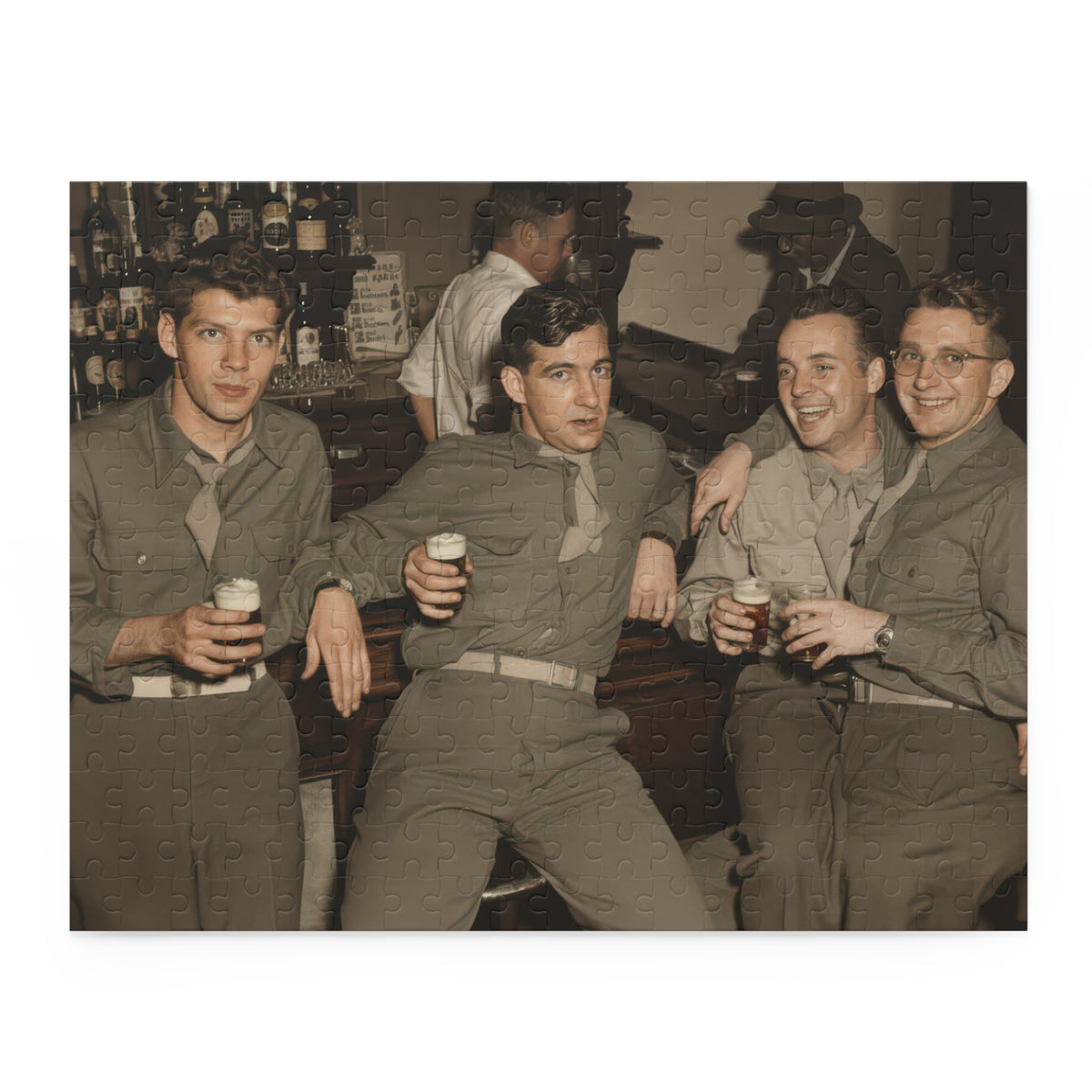 Four Men at the Bar Vintage Photo Jigsaw Puzzle | LGBTQ+ Heritage | hommes 030