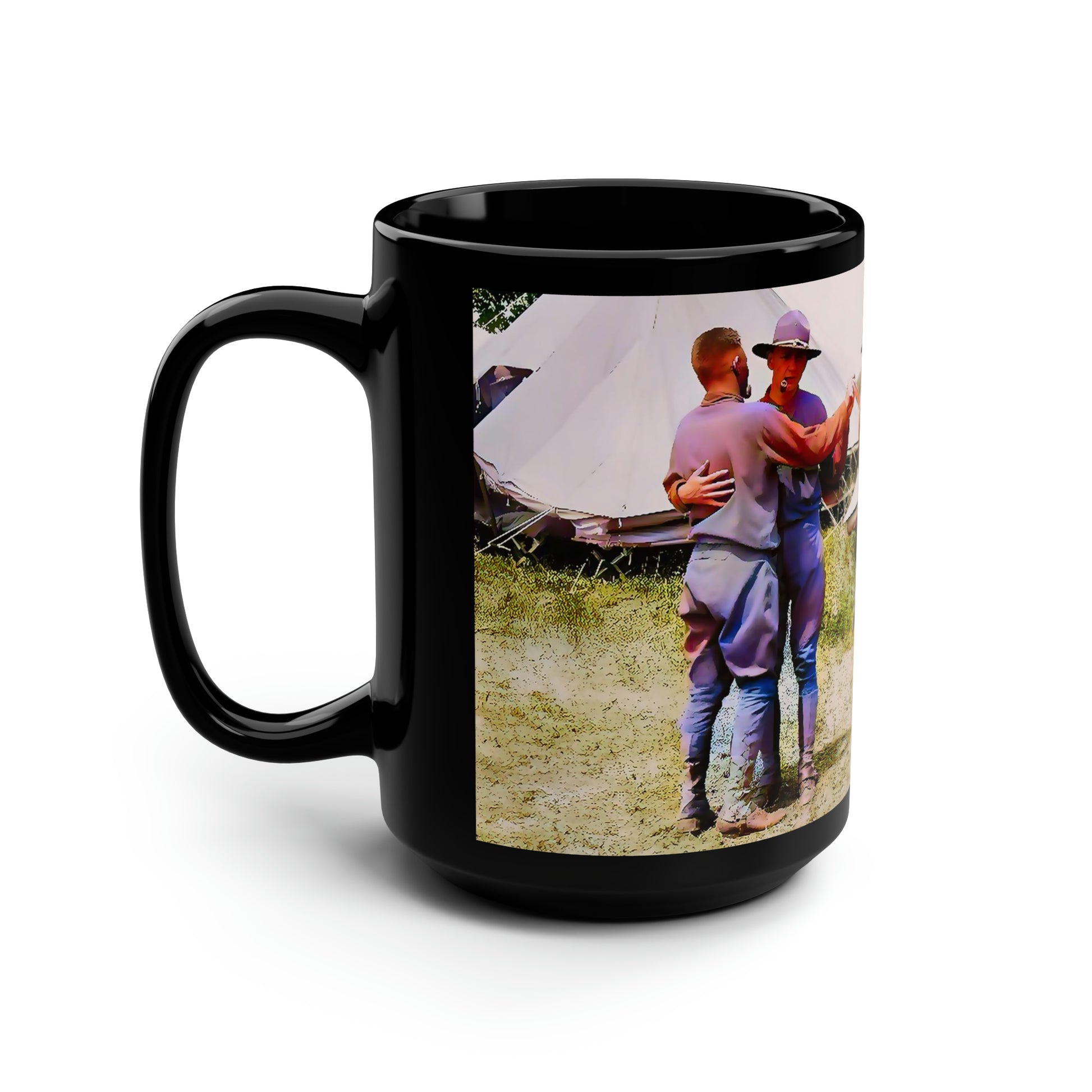 hommes 006 | Black Mug, 15oz US Marine Army Camp Vintage Dancing Gay Queer LGBT Present Dad Military