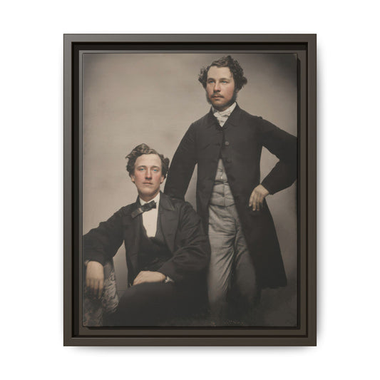 Early historical portrait framed canvas wall art with seated and standing figures