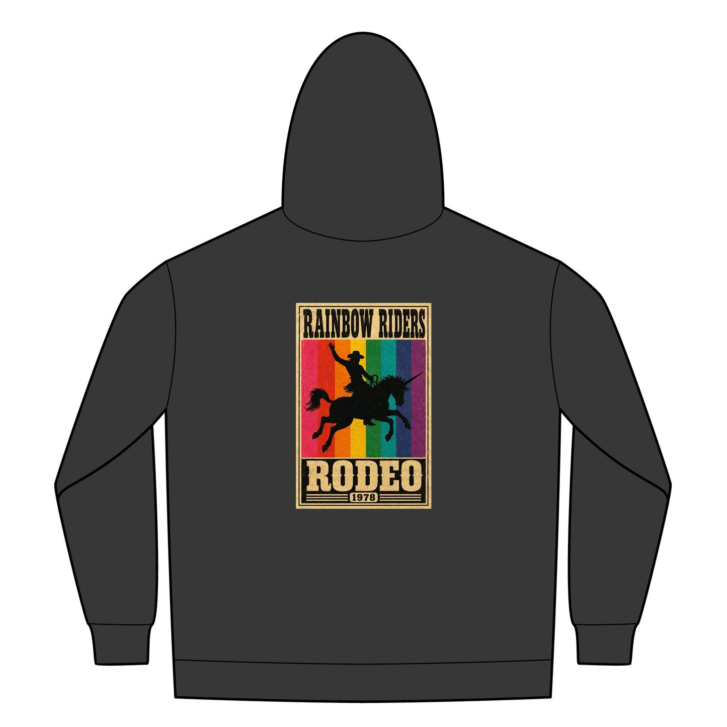 Rainbow Riders Rodeo Heavyweight Zip Hoodie — Embroidered Front & Graphic Back