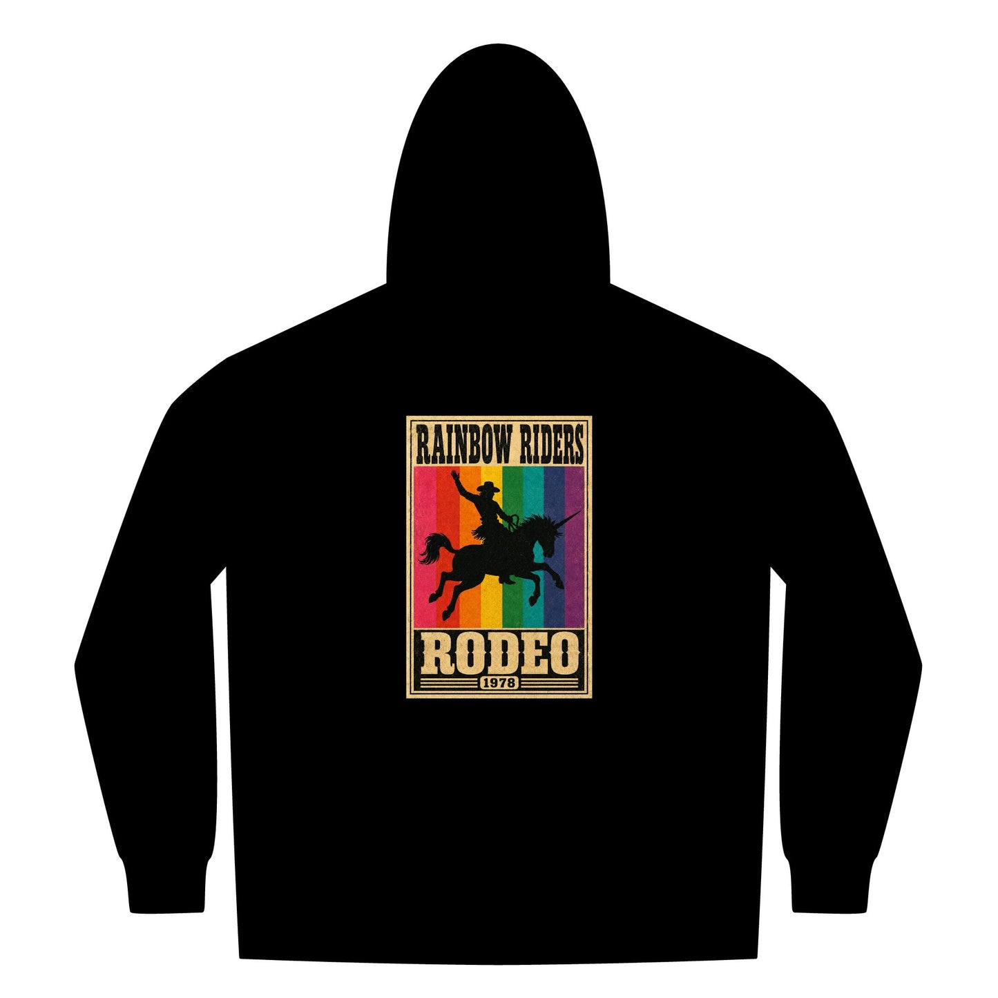 Rainbow Riders Rodeo Heavyweight Zip Hoodie — Embroidered Front & Graphic Back