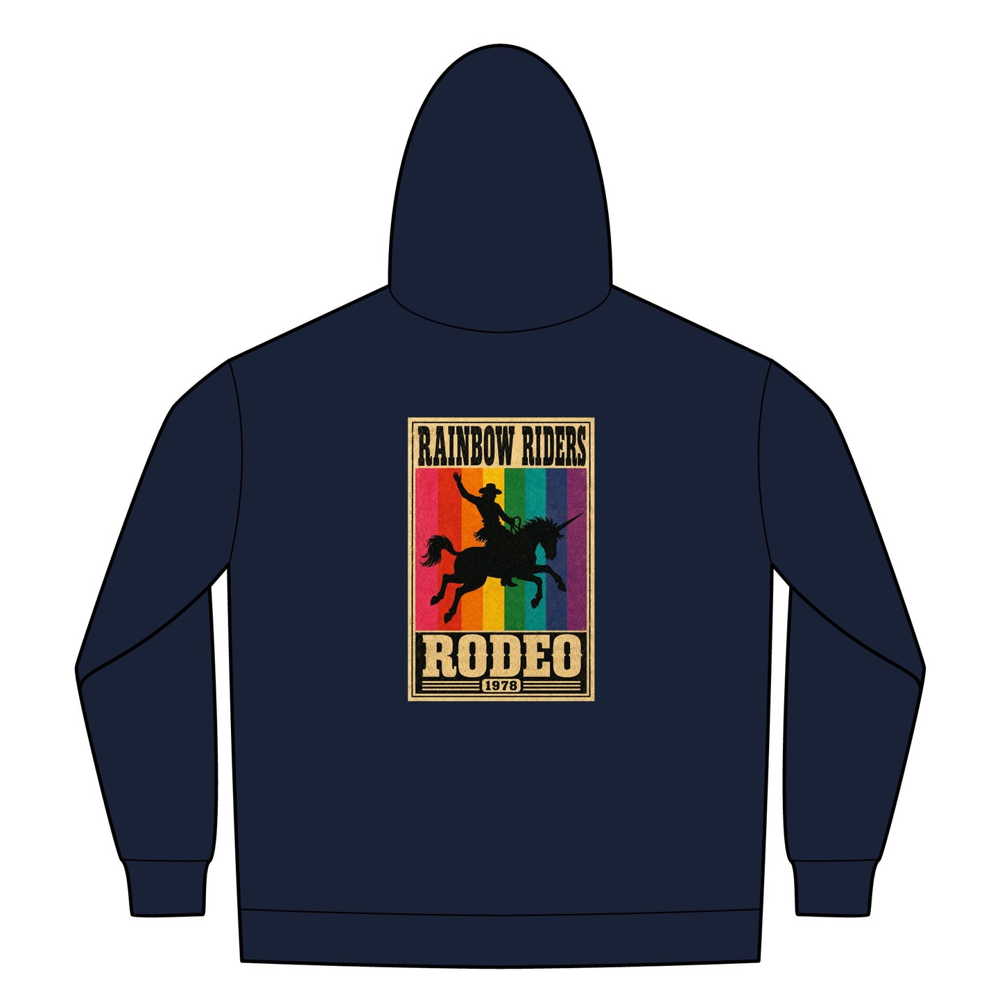 Rainbow Riders Rodeo Heavyweight Zip Hoodie — Embroidered Front & Graphic Back
