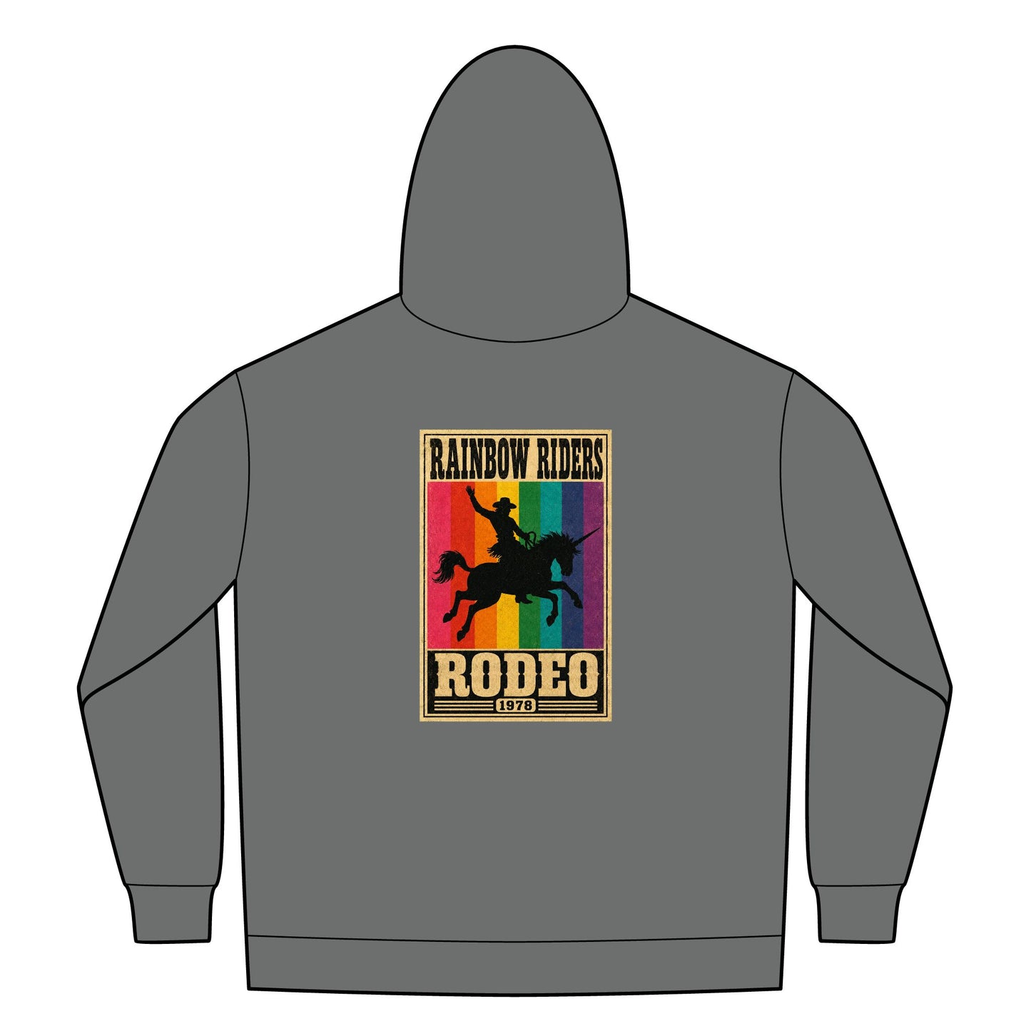 Rainbow Riders Rodeo Heavyweight Zip Hoodie — Embroidered Front & Graphic Back