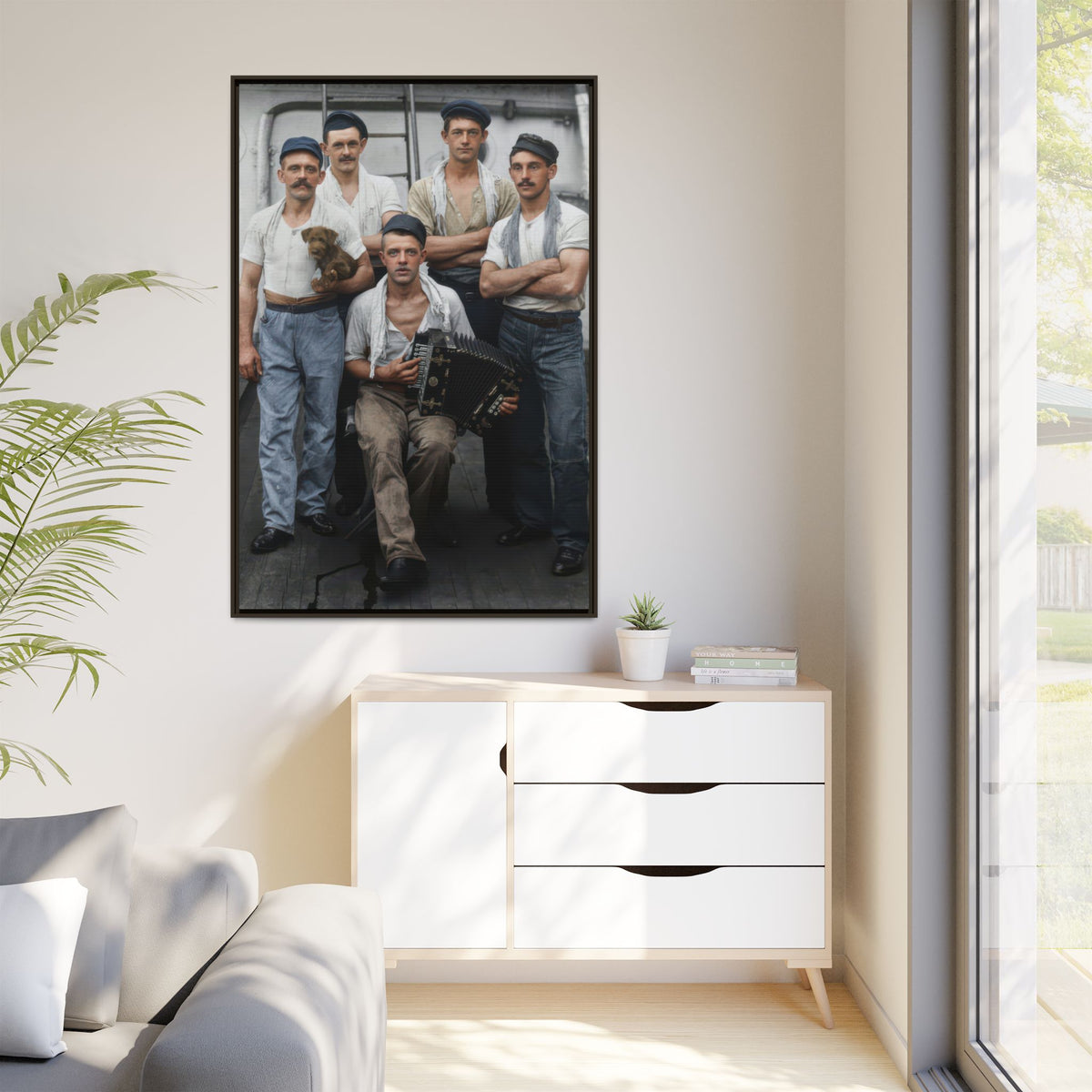 hommes 002 | Framed Vintage Photo - Matte Canvas