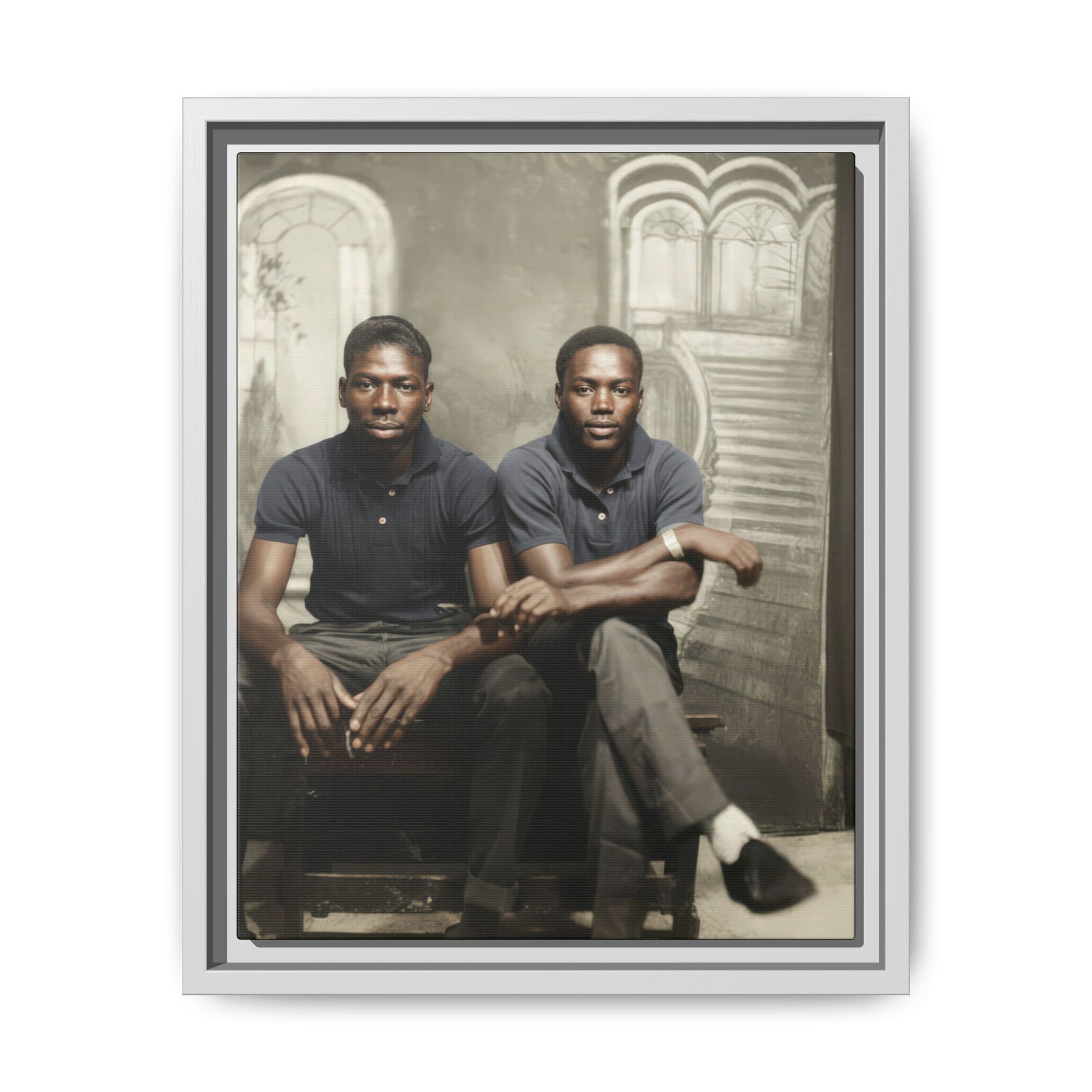 historic photograph two men seated studio portrait wall art
