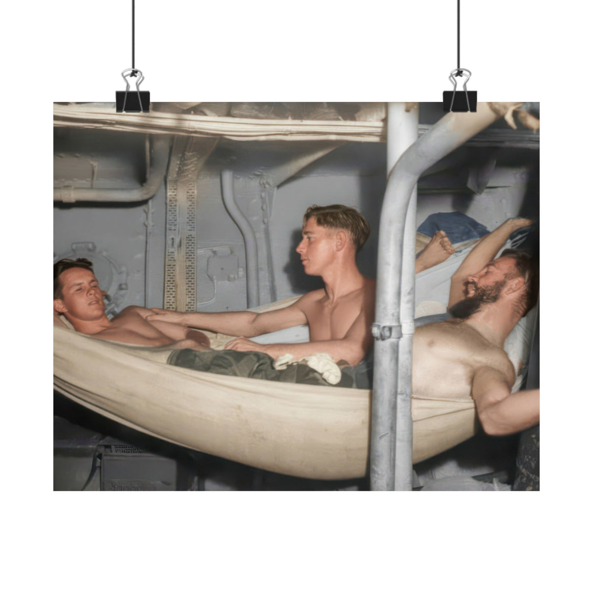 Hommes 004 | Men Resting in Shipboard Hammocks | Vintage Photography Poster