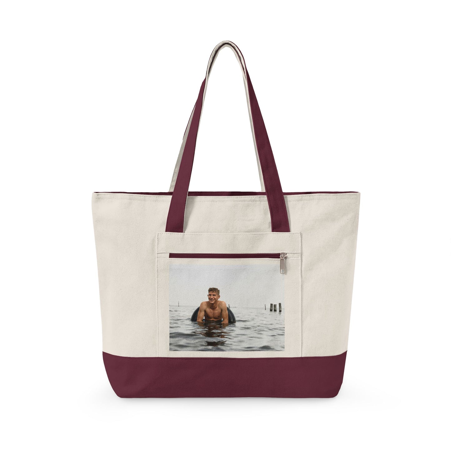 Walt & Pete NAGER beach day zippered canvas tote 