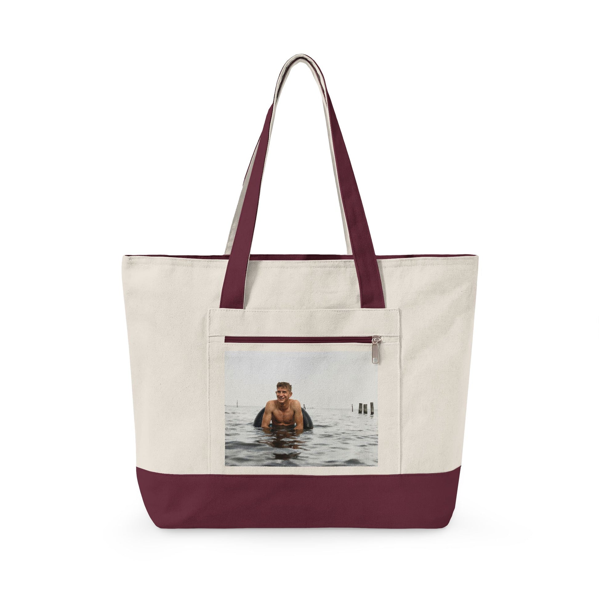 Walt & Pete NAGER beach day zippered canvas tote 