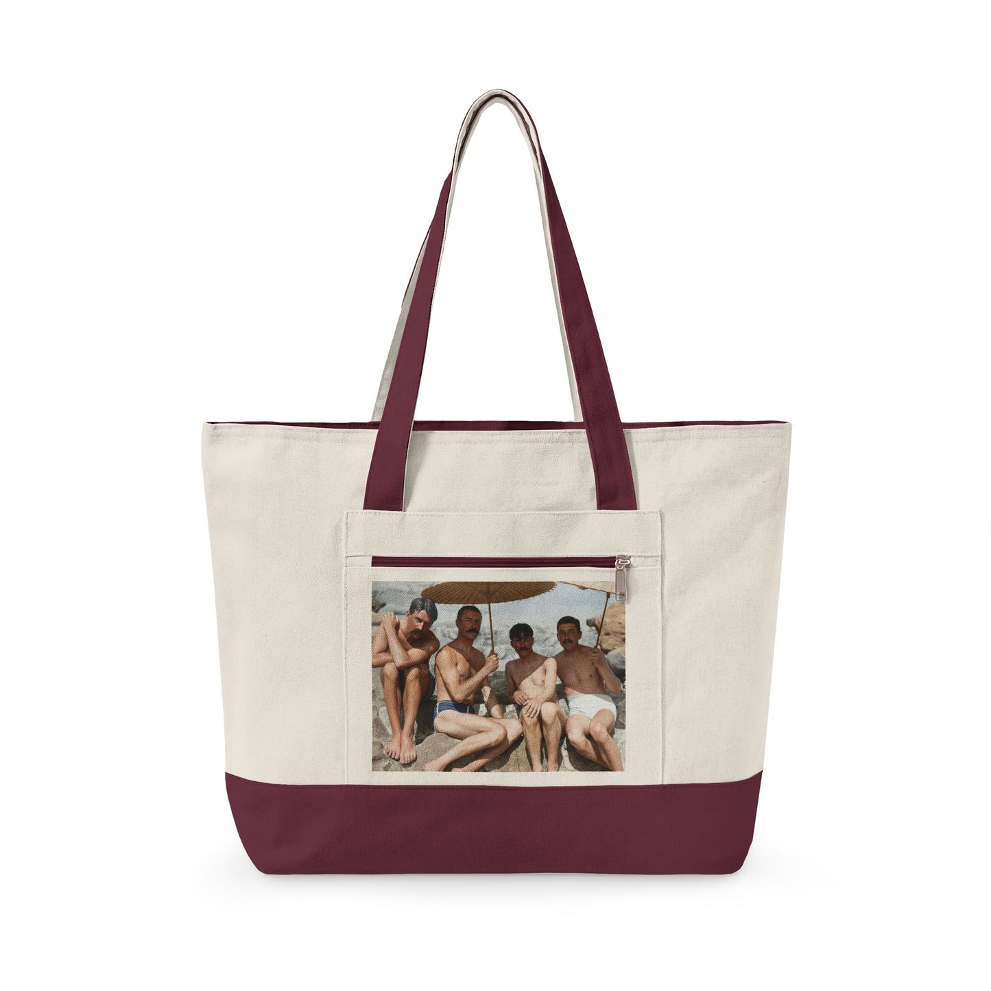 Walt & Pete NAGER beach day zippered canvas tote 