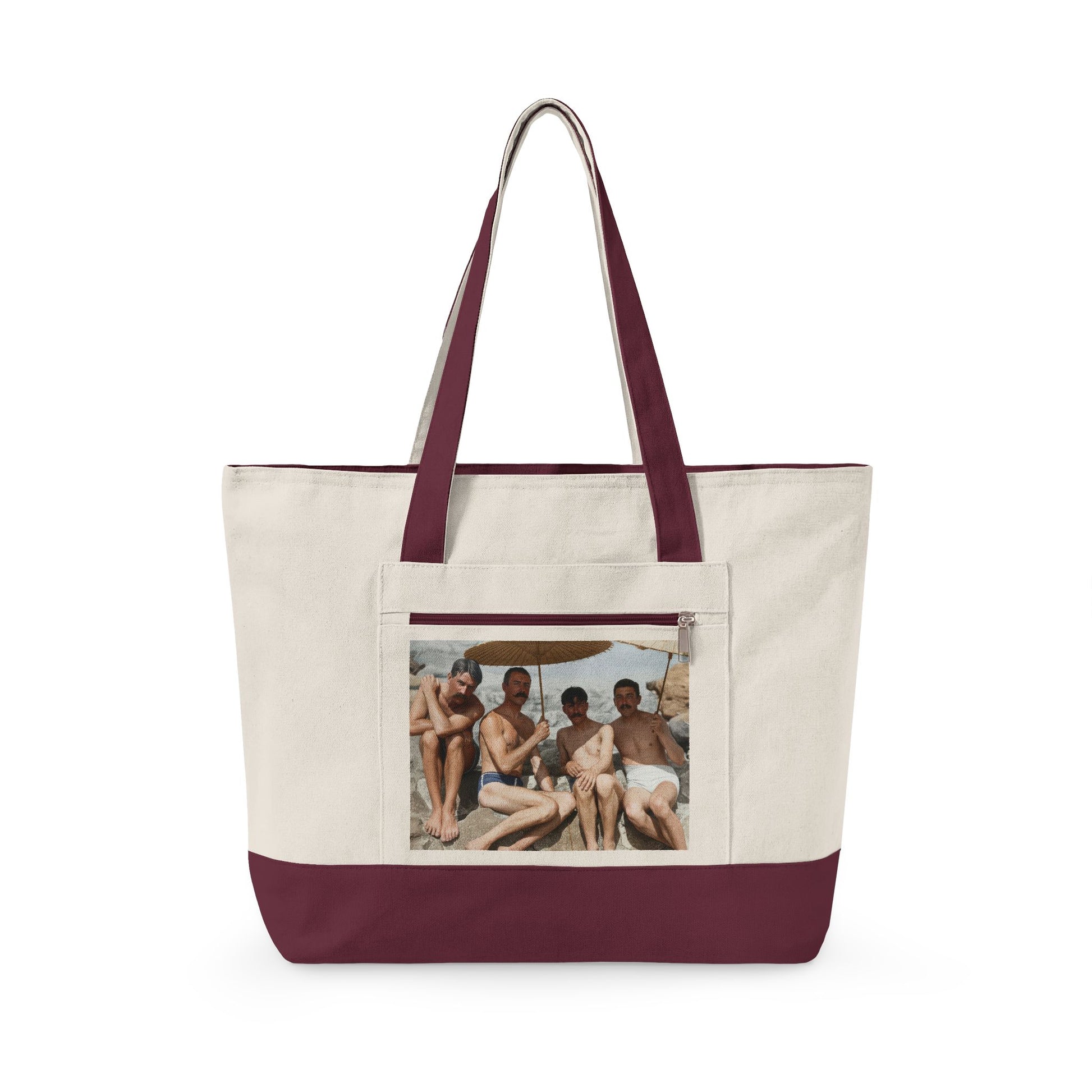 Walt & Pete NAGER beach day zippered canvas tote 