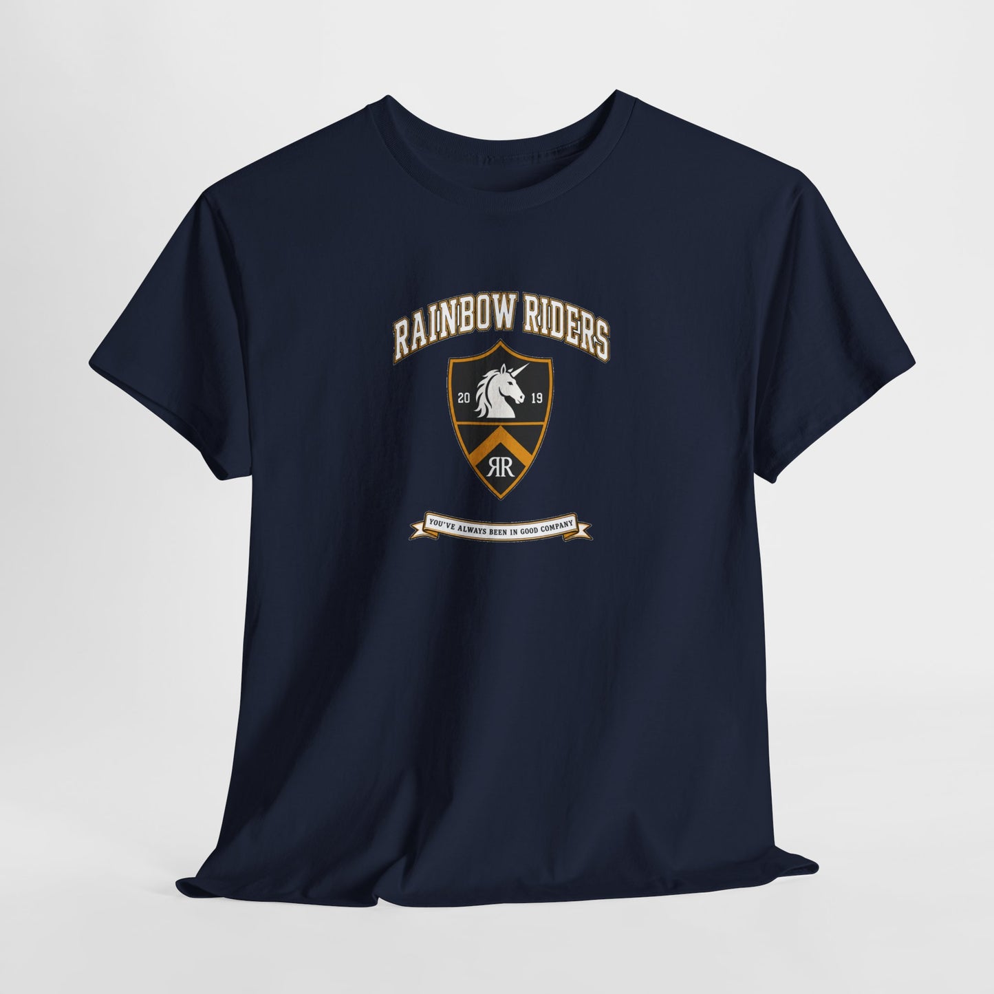 Rainbow Riders Heritage Crest T-Shirt | Est. 2019 LGBTQ+ Collegiate Tee