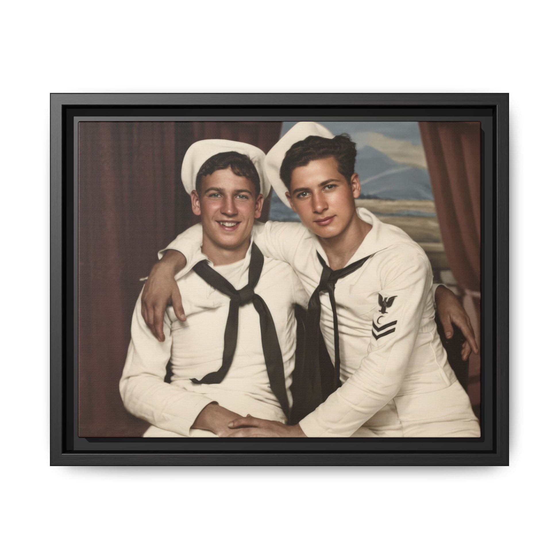 early twentieth century naval double portrait of two sailors in white uniforms