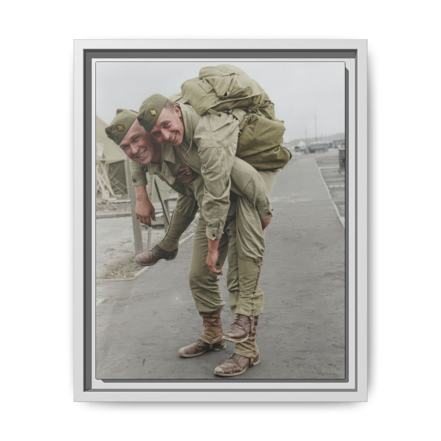 Historical outdoor portrait showing two uniformed figures in a relaxed paired composition