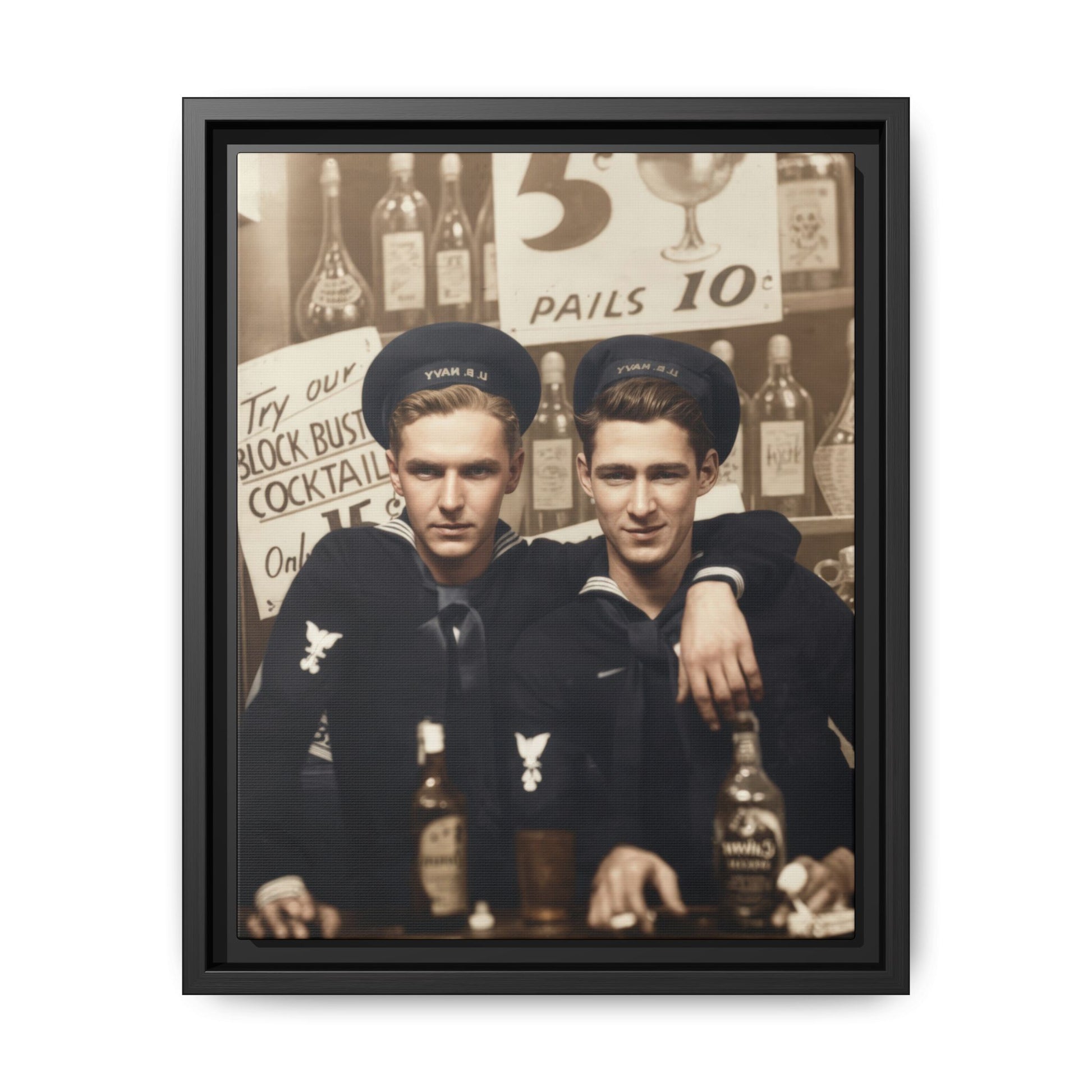 Early 20th century U.S. Navy sailors bar portrait vintage photograph canvas