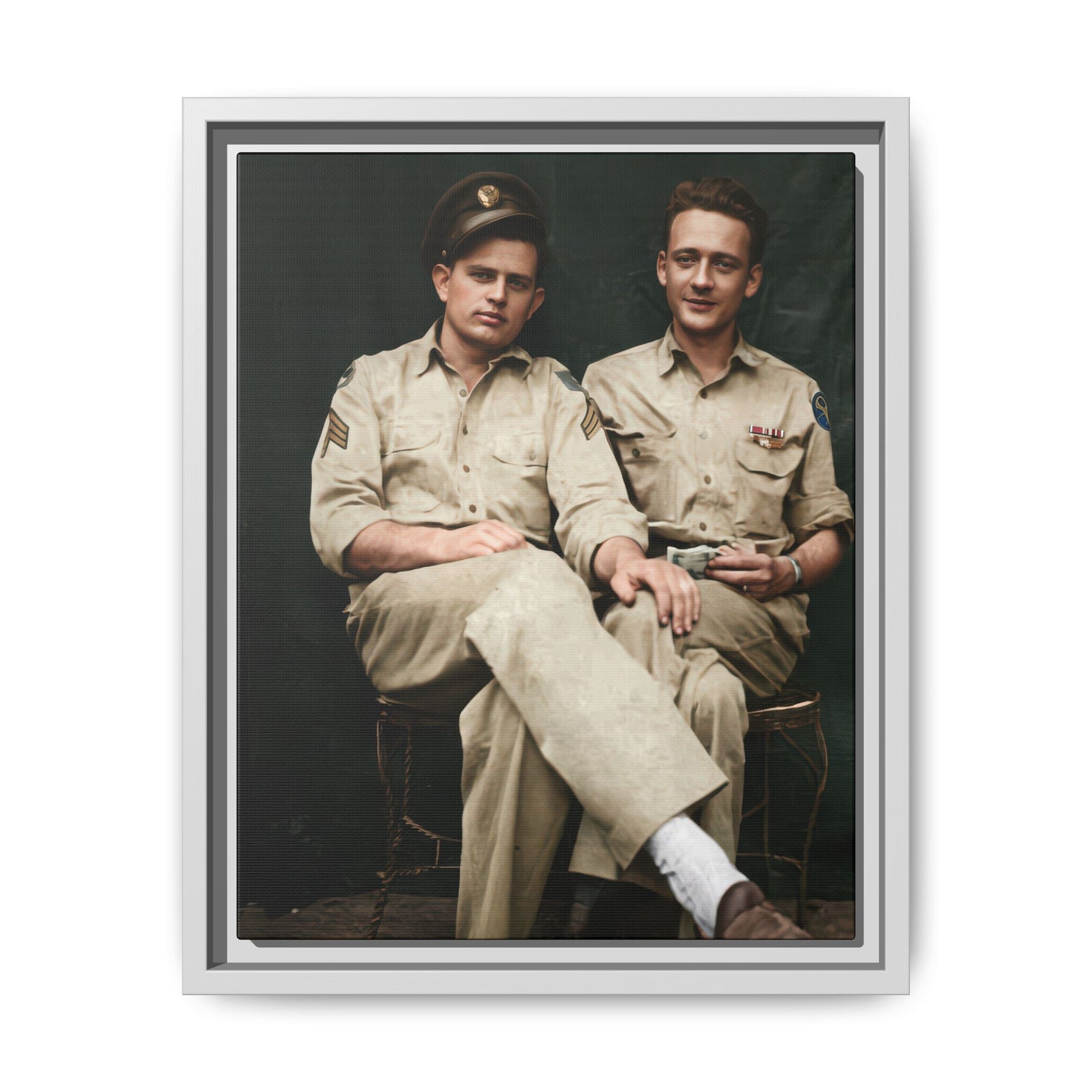 Historical seated portrait with military-style dress, ribbons, and relaxed composition