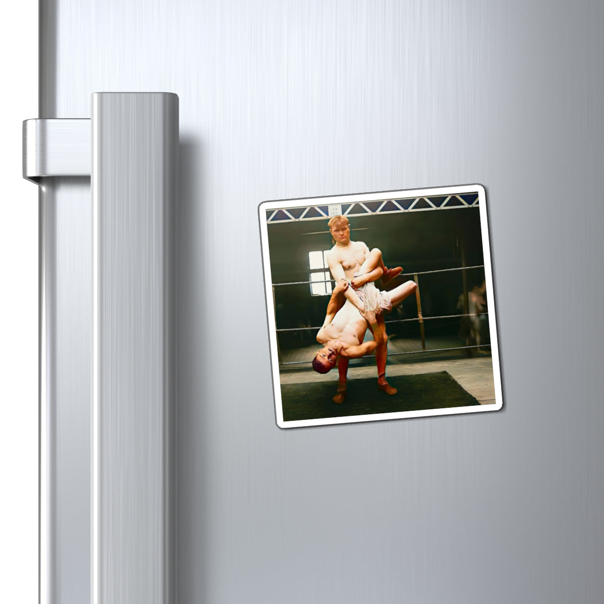 hommes 003 | Magnets Vintage Wrestlers Gym Wrestler Hold Practice Old Photo Gay Queer LGBTQ