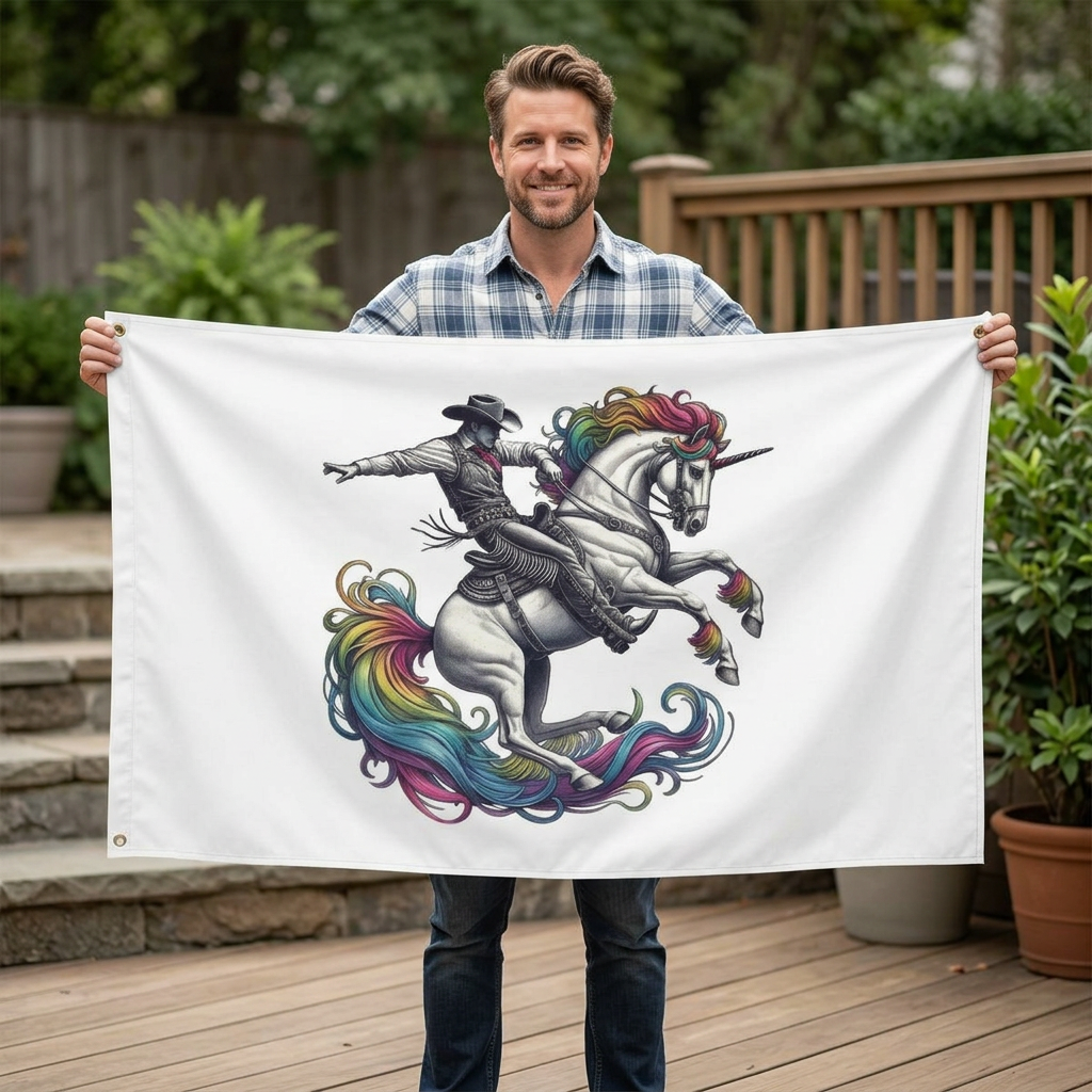 Rainbow Riders LGBTQ+ Flag | Queer Pride Unicorn & Rider