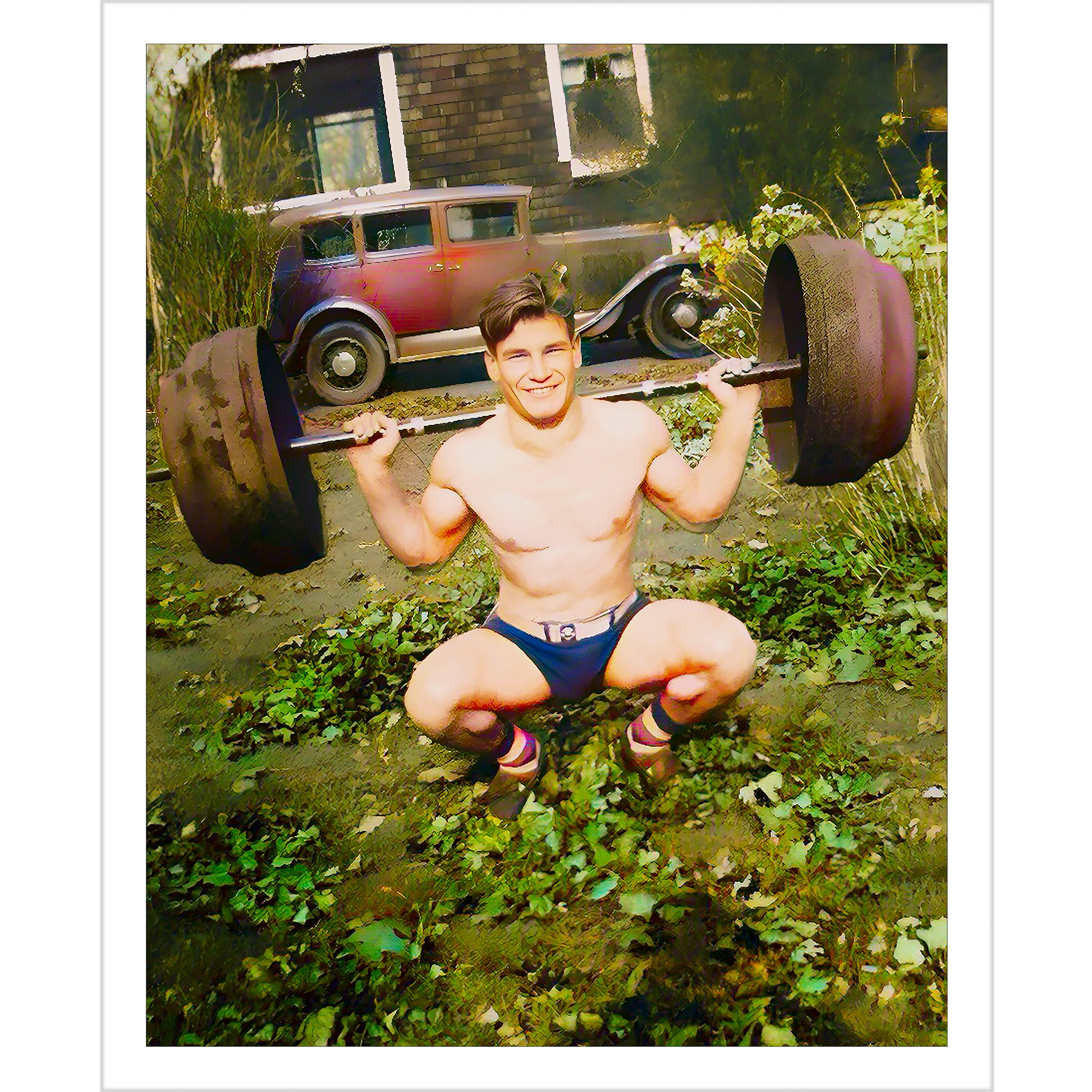 celibataire 018 | Giclee Artist Print Gay Vintage Male Gym Weightlifting Jock Toned Queer LGBTQ