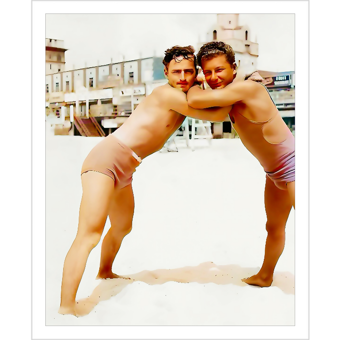 nager 014 | Giclee Artist Print Atlantic City Boardwalk Vintage Gay Affectionate Men LGBTQ Swimsuit