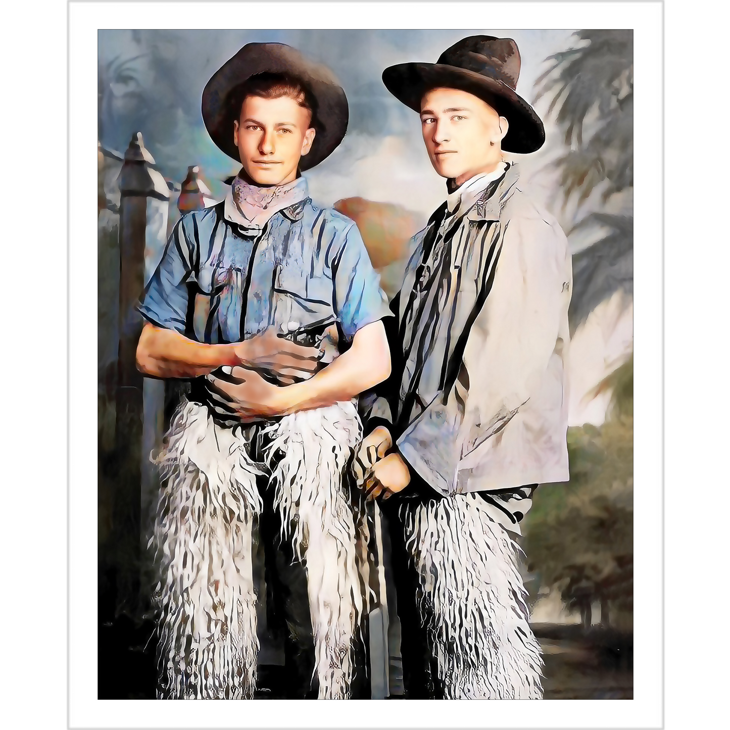 Vintage Gay Cowboy Cowboys Sheep Skin Queer LGBTQ Country Gun paire 002  | Giclee Artist Print
